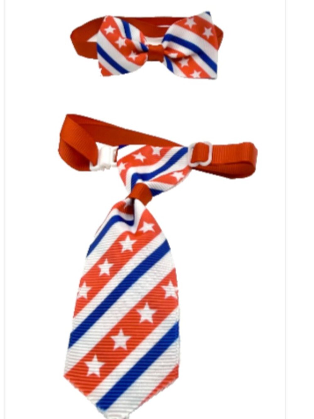 🇺🇸 USA Patriotic Pet Tie Set Stars Stripes Adjustable Dog Cat S/M NEW